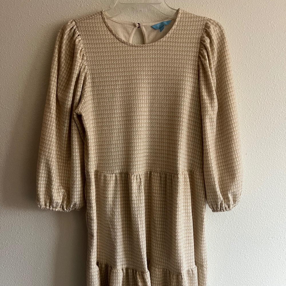 Size Small Draper James Houndstooth Puff Sleeve Midi Dress